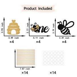 12 Pieces Gold Black Bee One Centerpiece Sticks,Summer First Honey Bee Day Honeycomb Table Toppers for Boys Girls Baby Shower Sweet Bee 1st Theme Birthday Party Supplies