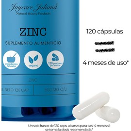 Zinc 120 Suplemento alimenticio, 120 cápsulas vegetales