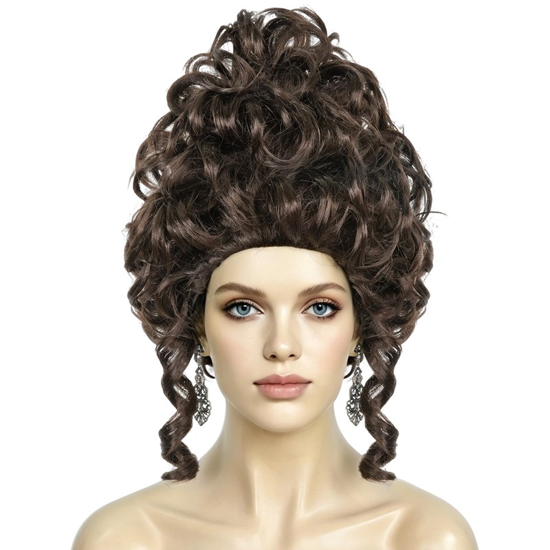 Brown Renaissance Wig Rococo Wigs Curly Colonial Baroque Wig