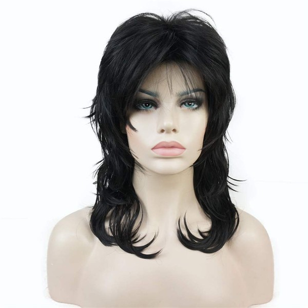 Aimole Shaggy Layered Wig Shoulder Length Women's Wig with Hair Bangs Premium Synthetic Hair Wig for Women Darkest Brown