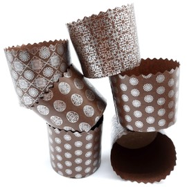 Panettone Paper Moulds, Pack of 20, H 3.54 x 3.54 cm, W 9 x 9 cm, Kulich Shape - Round Panetton Paper Baking Tins - Pans Paper Panettone - Easter Bread Baking Moulds by QG Group
