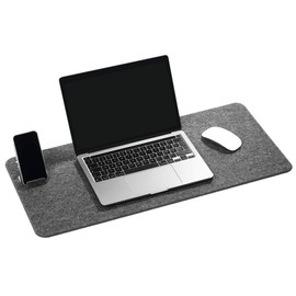 Durable Effect Soft Felt Office Desk Mat, Desk Pad Mat with Phone Holder, Made of Recycled PET Flet, Foldable/Portable 27.5" x 13" - Grey