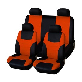 Bittwee Car Seat Cover Full Set, Breathable Washable Vehicle Front Seat Protector, Auto Interior Airbag Split Rear Bench with Removable Headrest Cover, Universal for SUV, Sedan, Truck (Orange)