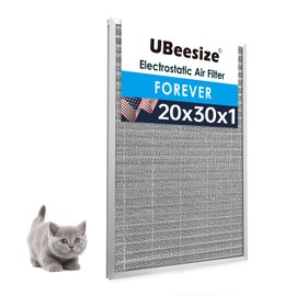 UBeesize 20x30x1 Reusable Electrostatic Air Filter HVAC AC Furnace Filter,MERV 8,Washable, Lasts a Lifetime,Permanent Air Filter,Breathe Fresher,Home And Office(Actual Size:19.5x29.65x0.86 Inch)