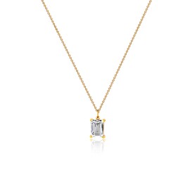 Havopso Dainty Gold Crystal Necklace for Women 18K Gold Plated Cute Cubic Zirconia Solitaire Pendant Necklace Minimalist Gemstone Necklace Simulated Diamond Bridesmaid Wedding Jewelry