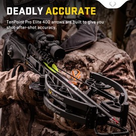 TenPoint Pro Elite 400 Carbon Crossbow Arrows - 20", Pack of 6 - with Alpha-Nock HP & HP Aluminum Bushing
