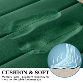 BYSURE Bathroom Rugs Sets 2 Piece, Memory Foam Non Slip Extra Soft Absorbent Machine Washable Toilet Bath Mats (Dark Green, 20x32+U-Shaped 20x24)