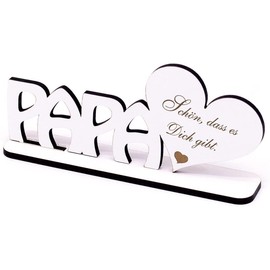 Decorative Stand "Papa ist der Beste - Lettering zum Hinstellen Heart Sign, 20 x 8 cm (Papa, schön das es Dich gibt.)