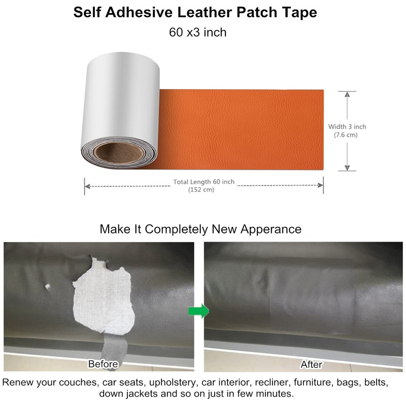 ILOFRI Leather Repair Patch Tape 3x60 inch, Strong Adhesion Backing
