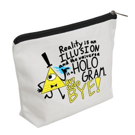 WZJHCL Bill Cipher Makeup Pouch Cartoon Cosmetic Kit Bag Book Of Bill Survival Kit Mystery Shack Storage Pouch Bag, Bye, Fashion