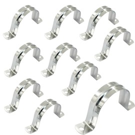FUYUERO Stainless Steel Saddle Bands, Tankan Pipe Fixing Fittings, Single Pipe Strapping Clamp, Stainless Steel, 2 Holes U-Shaped, For Fixing Pipes to Various Surfaces, Set of 20 (50MM(20))