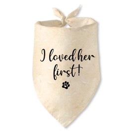 Engagement Gifts I Loved her First! Dog Bandana Pet Scarf Wedding Photo Prop Pet Accessories for Dog Lovers Owner Gift Engagement Party Bridal Shower Decorations