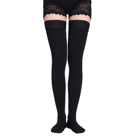 Thigh High Compression Socks Men & Women, Firm Support 20-30 mmHg Gradient Compression with Silicone Band, Closed Toe Compression Stockings for Medical, Edema, Varicose Veins.(close black XL)