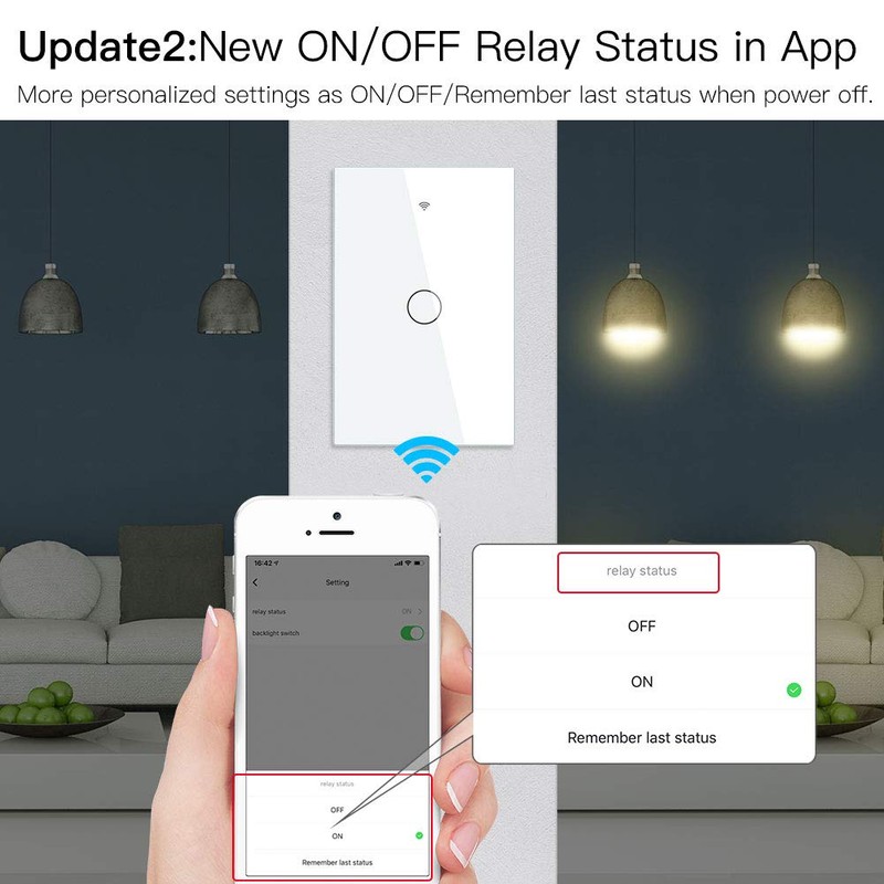 MoesGo 2nd Generation WiFi RF433 Smart Touch Wall Single Fire