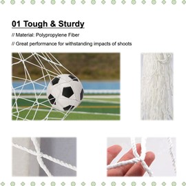 Soccer Net, Heavy Duty Weatherproof Goal Nets with 4 Size Options, Durable Sports Replacement for Lacrosse and Soccer (6X4Foot,8X6Foot,12X6Foot,24X8Foot)(8X6FT)
