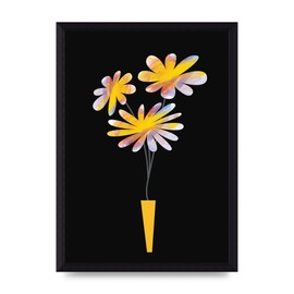 Lithobee - Black Collage Watercolour Vase - Printed Wall Art Design in Sizes A2, A3 & A4 Framed in a Stylish Quality Coloured Frame or Unframed (A4 Black Brushed Frame)
