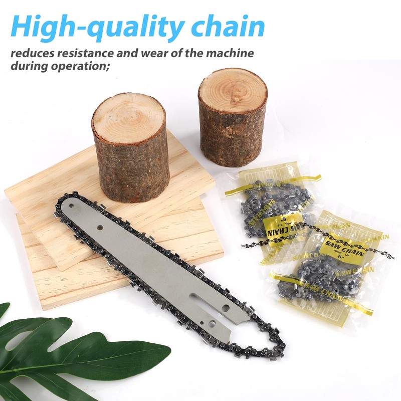 5pcs Mini Chainsaw Chains with Replacement Saw Chain Bar, 6