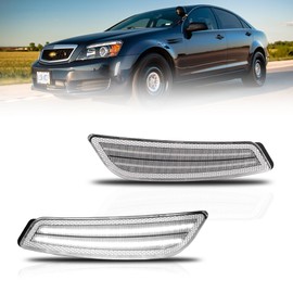 OFFKAT Front Fender LED Side Marker Lights for 2008 2009 Pontiac G8 GT GXP, Clear Lens Side Bumper Marker Lamps, [2 Light Beads 45 SMD Chips Super Bright] White LED Turn Signal Lights, 2 PCS