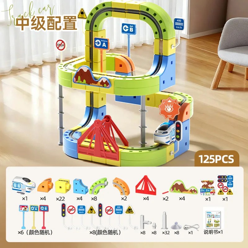 Electric Magnetic Train Track Set for Kids – Interactive Building
