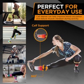 Doc Miller Manga de Compresión Para Pantorrillas (1 par) 20-30 mmHg Medias de Compresión Mangas Para Ejercicio, Recuperación, Dolor, Varices y Calambres en Piernas (Negro Rojo Gris, Mediano)