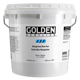 Heavy Body Acrylics by GOLDEN, Manganese Blue Hue, 128 fl. oz. Pail, Professional Acrylic Paint, Semi-Transparent