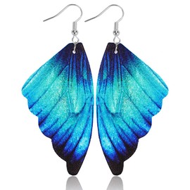 Colorful Butterfly Leather Dangle Earrings for Women Animal Butterfly Wings Drop Earrings Lightweight Earrings Accessories (Style C)