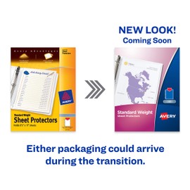 Avery 75536 Semi-transparent Standard Weight Protectors Top Load 100 Document Protectors