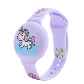 NATOSU Kinder wasserdicht für Airtag-Armband, verstellbar, verstecktes süßes Einhorn-Cartoon-Design für Air-Tag-Halter, Silikon-Anti-Verlust-GPS-Tracker-Armband-Hülle für Kleinkinder