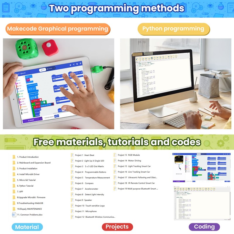 KEYESTUDIO BBC Microbit V2.2 Starter Kit, Micro bit Car Kit,