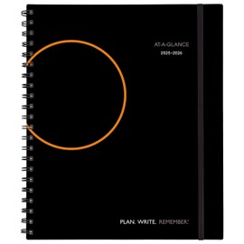 AT-A-GLANCE Planner 2025-2026 Academic, Weekly & Monthly, Hourly Appointment Book, 8-3/4" x 11", Large, Monthly Tabs, Flexible Cover, Plan.Write.Remember., Black (70595705)