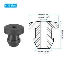 PATIKIL 5mm / 3/16 Inch Drill Hole,1/8 Inch ID Rubber Grommets, 15Pcs Top Hat Grommet for Wiring Eyelet Ring Gasket Automotive Firewall Cable Hole Plugs Wires Protection, Black