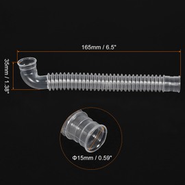 MECCANIXITY Washing Machine Drain Hose, 15mm Inner Dia 165mm Length Elbow Corrugated Pipe White