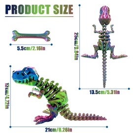 TEAONE 3D Printed Dragon, 1 PCS Flexible Crystal Dragon Figurine for Gift, Home, Office Decor (Laser Color)