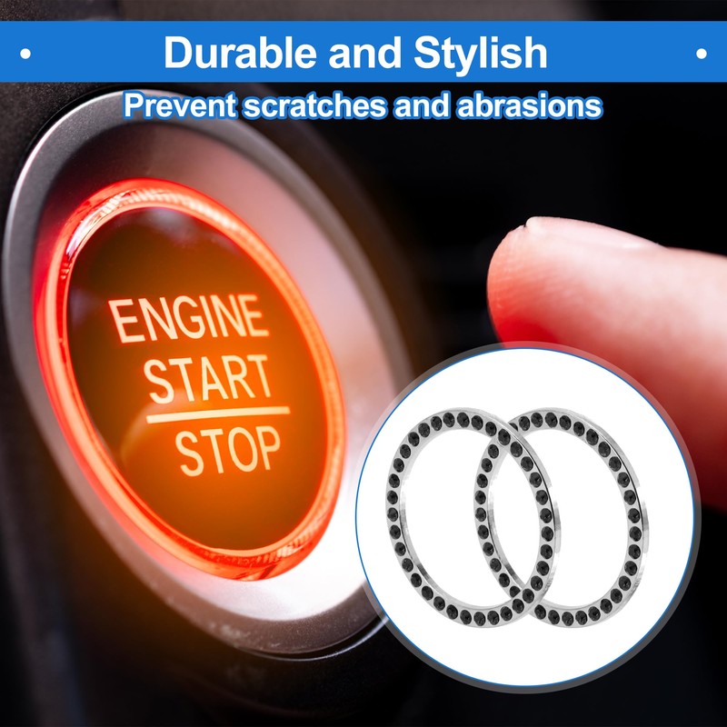 VekAuto Car Push Start Button Cover, Crystal Rhinestone Protection Cover