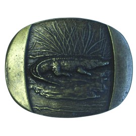 BELTINGER Belt Buckle Crocodile 4.0 cm | Buckle Interchangeable Buckle Belt Buckle 40 mm Solid | for Hunting Outfit, Old Brass
