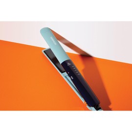 Cosmopolitan Flat Iron Hair Straightener, Portable Travel Straightener Dual Voltage with Ceramic Plates for Long and Short Hair, Fast Heat Up, 5 Level LED Temperature Control up to 446F, Blue & Silver
