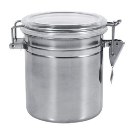 BORDSTRACT 3.7 x 4.6in Stainless Steel Airtight Canisters, Airtight Canister Storage Container with Clear Lid and Locking for Tea Coffee Sugar Canister Food Storage Jar Clamp Kitchen(M)
