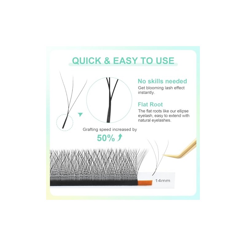 NAGARAKU 3D W Blister Extensión de pestañas Pre armadas Volumen