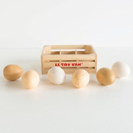 Le Toy Van - Wooden Honeybee Market Farm Eggs Half Dozen Crate | Perfect for Supermarket, Food Shop or Cafe Pretend Play | Great As A Gift (TV190)