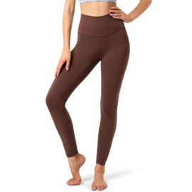YUNOGA Women's Ultra Soft High Waisted Seamless Leggings Tummy Control Yoga Pants (L, Brown Stone)