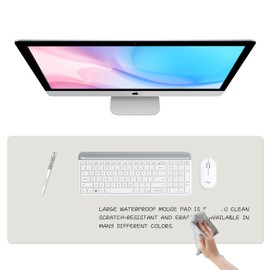 Dry Erase Desk Mat, Waterproof Desk Pad, Erasable Writing White Board for Making Plans, Non-Slip Large Desktop Protector for Office, Home, School 31"x13" (Grey)