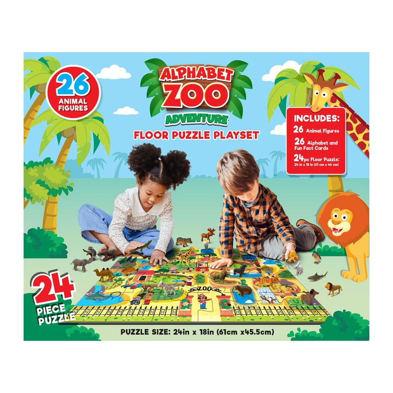 RoseArt Kids Floor Puzzle Playset - Alphabet Zoo Adventure -