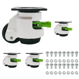 4 Pack Leveling Casters with Ratchet Handle, Adjustable Heavy Duty Casters, Retractable and 360 Degree Swivel Castors, Quiet and Floor-Friendly, for Workbench, Equipment, Swivel Castor Wheels (T80)
