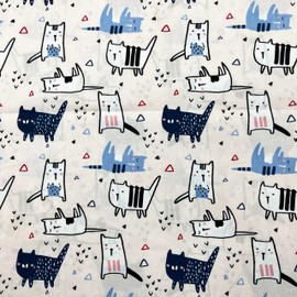 Quiltable 1 Yard (Pre-Cut) 43" x 36" (109cm x 91cm) Floral Cotton Quilting Sewing Fabric, DIY Sewing Patchwork Supplies for Face mask Clothing Handmade Craft&Home Decoration (Cute cat 7)