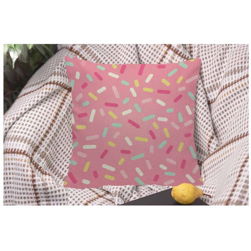 WONDERTIFY Geometric Donut Glaze Confetti Cushion Cover Pink Decorative Throw