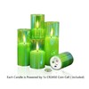 Eywamage Green Glass Flameless Candles with Remote Batteries, Flickering Slim
