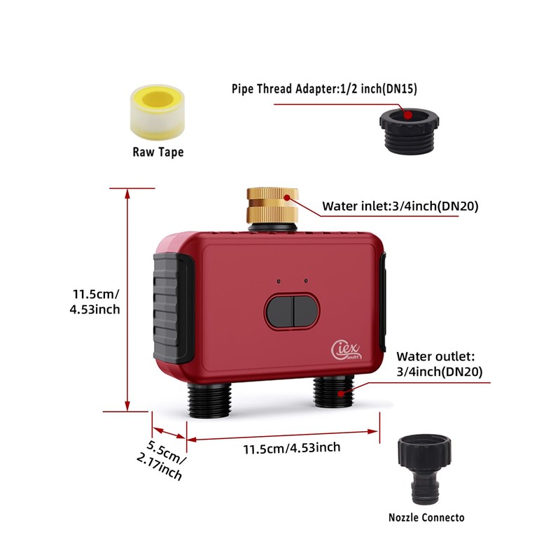 GIEX WI-FI 2-Zone Irrigation Timer, Intelligent Garden Irrigation Controller for