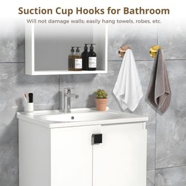 8 PCS Suction Cup Hooks, Stainless Steel Hooks for Inside Shower, No Drilling Towel Hooks for Bathroom, Suction Cup Hook for Glass Mirror Tile Marble, Wall Hanging Hook for Towels Robes Brushes