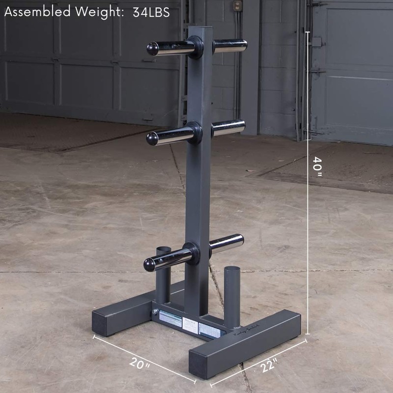 Body-Solid WT46 Olympic Weight Plate Tree and Bar Holder,Black