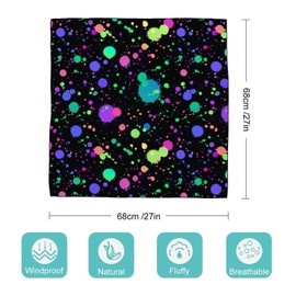 Rqzwdq Glow in Dark Splatter Neon Silk Scarf Square Scarves 27" X 27" Neck Scarf Headscarf Shawl Wrap Bandana for Hair Wrapping Headband for Women Ladies